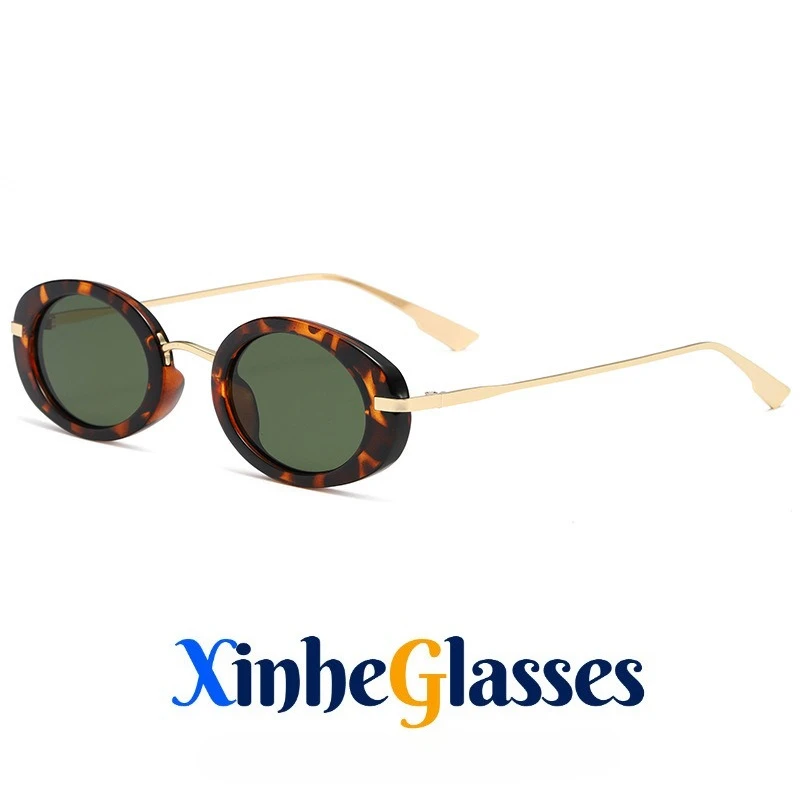 

European and American Metal Men's and Women's Glasses Small Oval Frame Sunglasses Y2k Retro Cat Eye Sunglasses Sunglasses