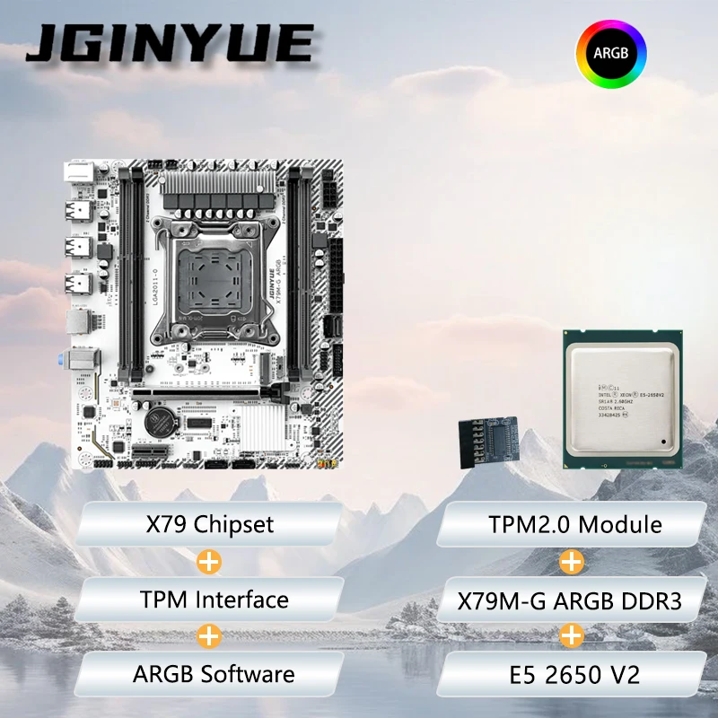 

JGINYUE X79M-G Motherboard M-ATX combo Intel® E5 2650 V2 with TPM2.0 kit bundle DDR3 DIY ARGB For Office GAMING shop