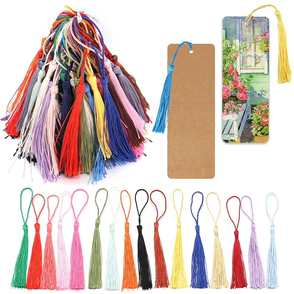 

Mixed 30/100Pcs 13cm/5 Inch Silky Floss Bookmark Tassels Hanging Spike Rope Crafts For Bookmark Making DIY Craft Accessory