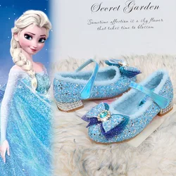 Disney Frozen Autumn and Winter Children Princess Shoes Warm Cotton Shoes Non-Slip Princess Elsa High-Heeled Padded Girls Shoes