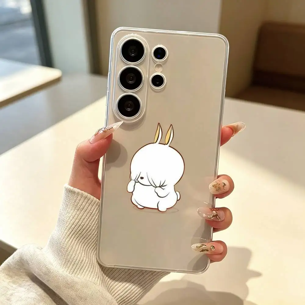Cute Rabbit MashiMaros Phone Case For Samsung S25,S24,S21,S22,S23,S30,Ultra,Plus,Fe Transparent Cover