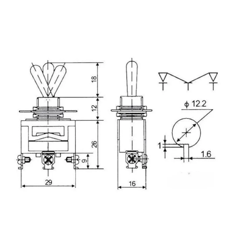 Latching Brass Toggle Rocker Switch 3 Pin 3 Position ON OFF Toggle Switch Self-locking Self reset