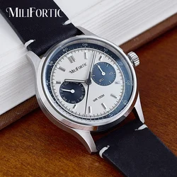 Milifortic Vintage American Classic Quartz Watch Calendar Dial Leather Sapphire Luminou Stainless Steel 10BAR Retro Wristwatches