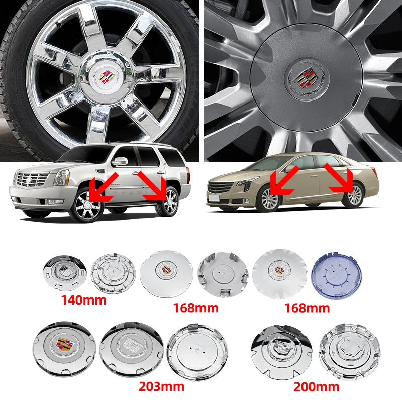 

4 pieces 140mm 168mm 200mm 203mm Auto Wheel Center Cover Caps for Cadillac Escalade SRX Car Tire Logo Emblem Accessories