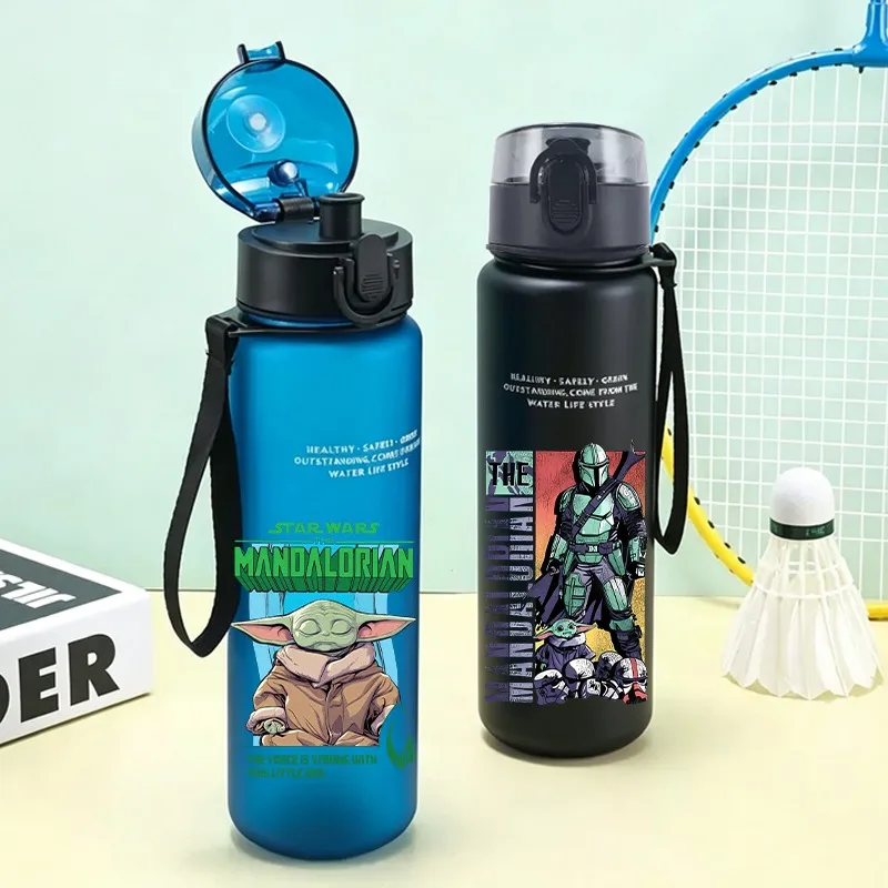 Botella de agua de 650ml de Star Wars para niños, taza de Anime Baby Yodas, taza de viaje para deportes al aire libre para niños y niñas, hervidor de gran capacidad, regalo