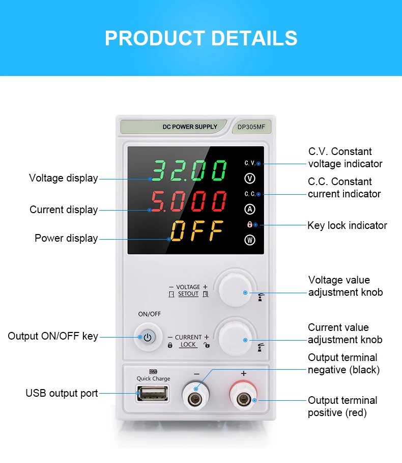 30V 5A Laboratory Dc Stabilized Power Supply Led Four-digit Display Adjustable Voltage Current Power Supply