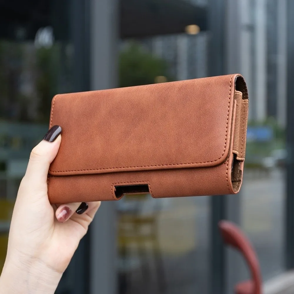 Fashion Universal Card Phone Case PU Leather Belt Clip Design Phone Waist Bag Card Holder Slot Card Bag Outdoor Travel