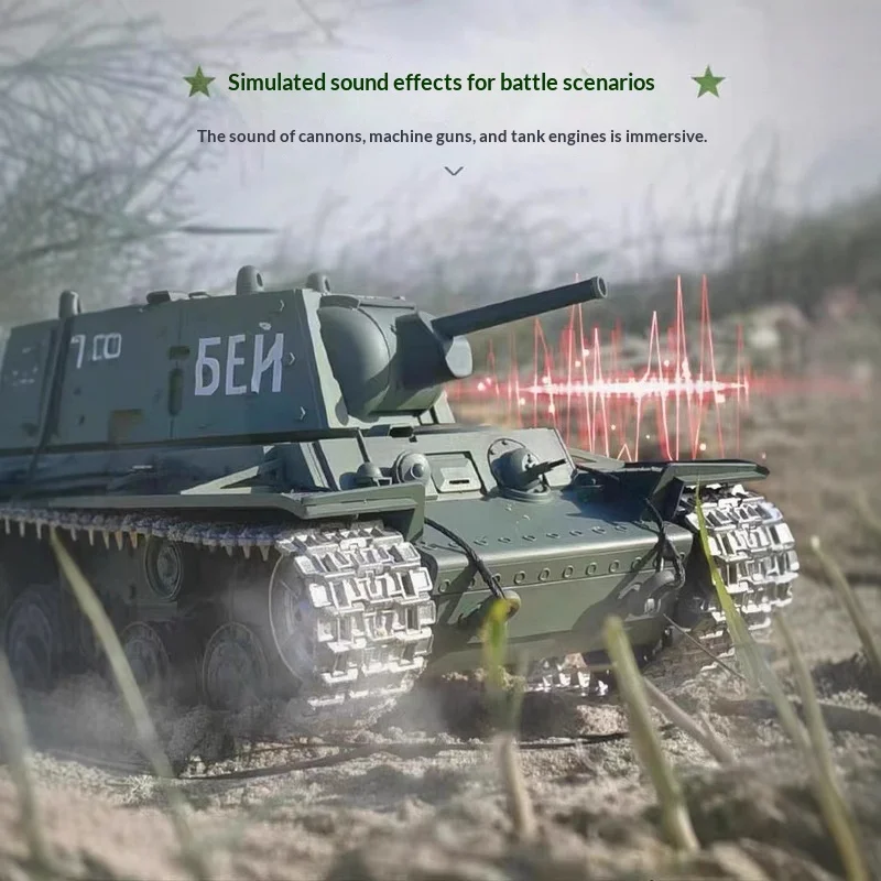 Heng longo 3878 tanque de controle remoto blindado soviético KV-1 modelo militar elétrico brinquedo de metal off-road que pode disparar presente perfeito