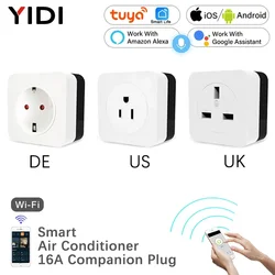 16A WiFi Air Conditioner Wall Plug Socket Outlet Companion IR Remote Controller Smart Life Tuya Work with Alexa Google UK US DE