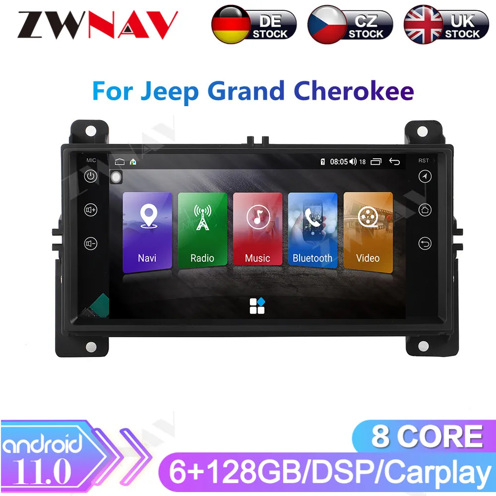 Android 11 128GB Car Radio for Jeep Grand Cherokee 2009-2016 Wrangler For Dodge Chrysler Compass GPS Navig 2DIN Stereo Head Unit