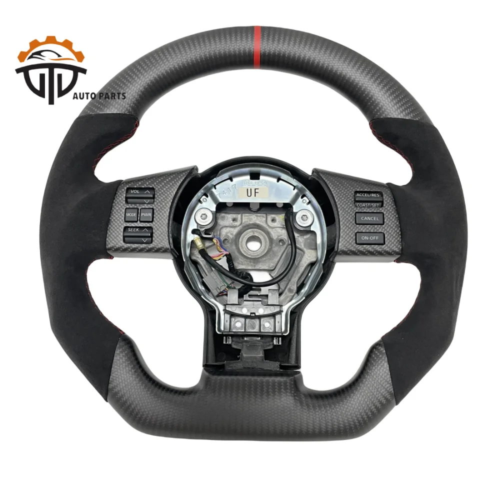 Replacement Real Glassy Carbon Fiber Steering Wheel With Perforated Leather For Nissan 350Z