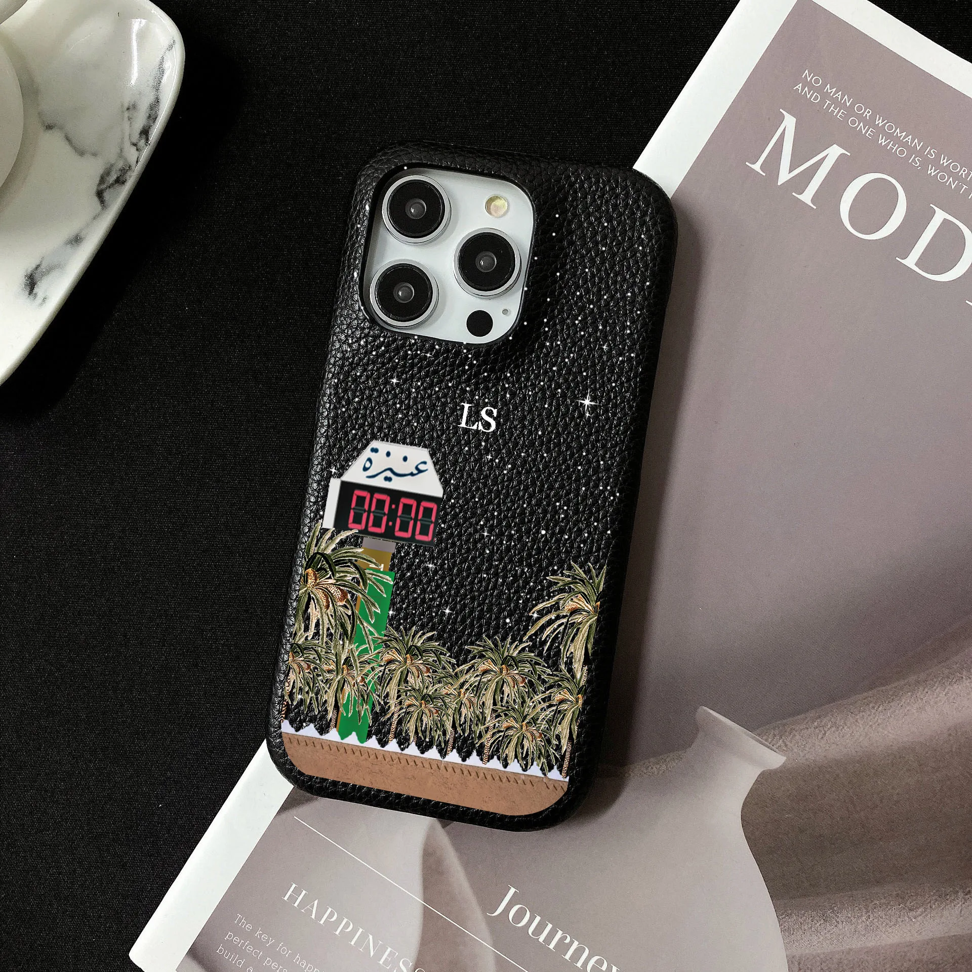Personalised Inevitable Initial Kafr Letters Name Leather Case for iPhone 11 12 14 13 15 Pro Max Mini 16 Plus Luxury Hard Covers