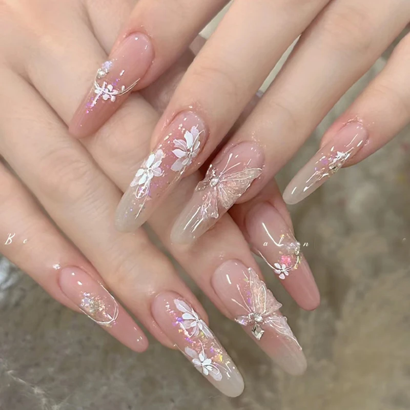 10 rolos de adesivos de folha de arte de unha de pétala de flor branca translúcida borboleta folhas de transferência de unhas florescer decalques de transferência de folha de unhas * & *