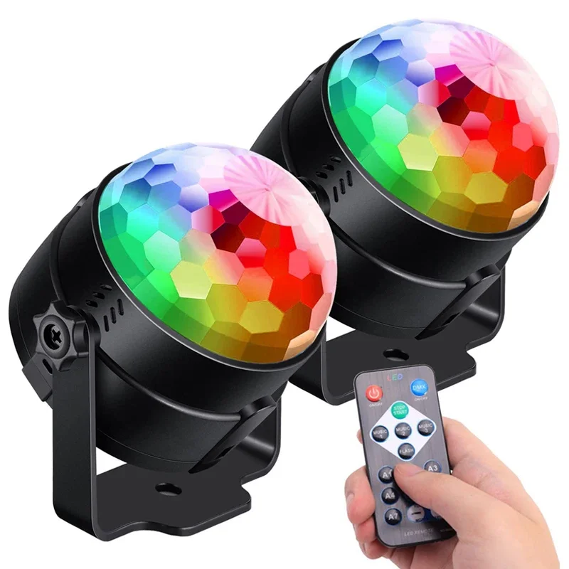 

7 Colors Strobe Lamps Sound Activated Stage with Remote Control Disco Ball Light for Home Room Parties Kids Birthday Wedding Bar