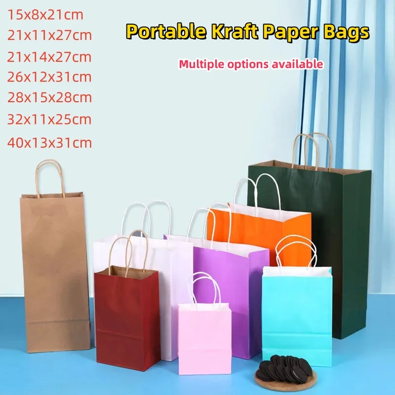 

100PCS Colored Hand-held Paper Bags Candy Colorful Shopping Bags Kraft Paper Gift Candy Bag Wedding Party Decoration Gift