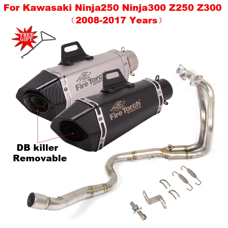 

For Kawasaki Ninja250 Ninja300 Ninja 250 300 Z250 Z300 2008 - 2017 Motorcycle Exhaust Escape Front Link Pipe Muffler DB Killer