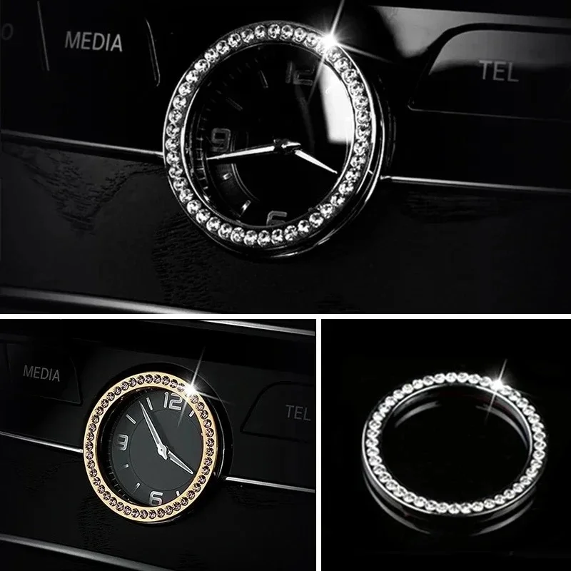 For Mercedes-Benz C E S Class W205 W213 W222 Crystal Style Car Center Front Clock Ring Cover Trim Car Interior Accessories