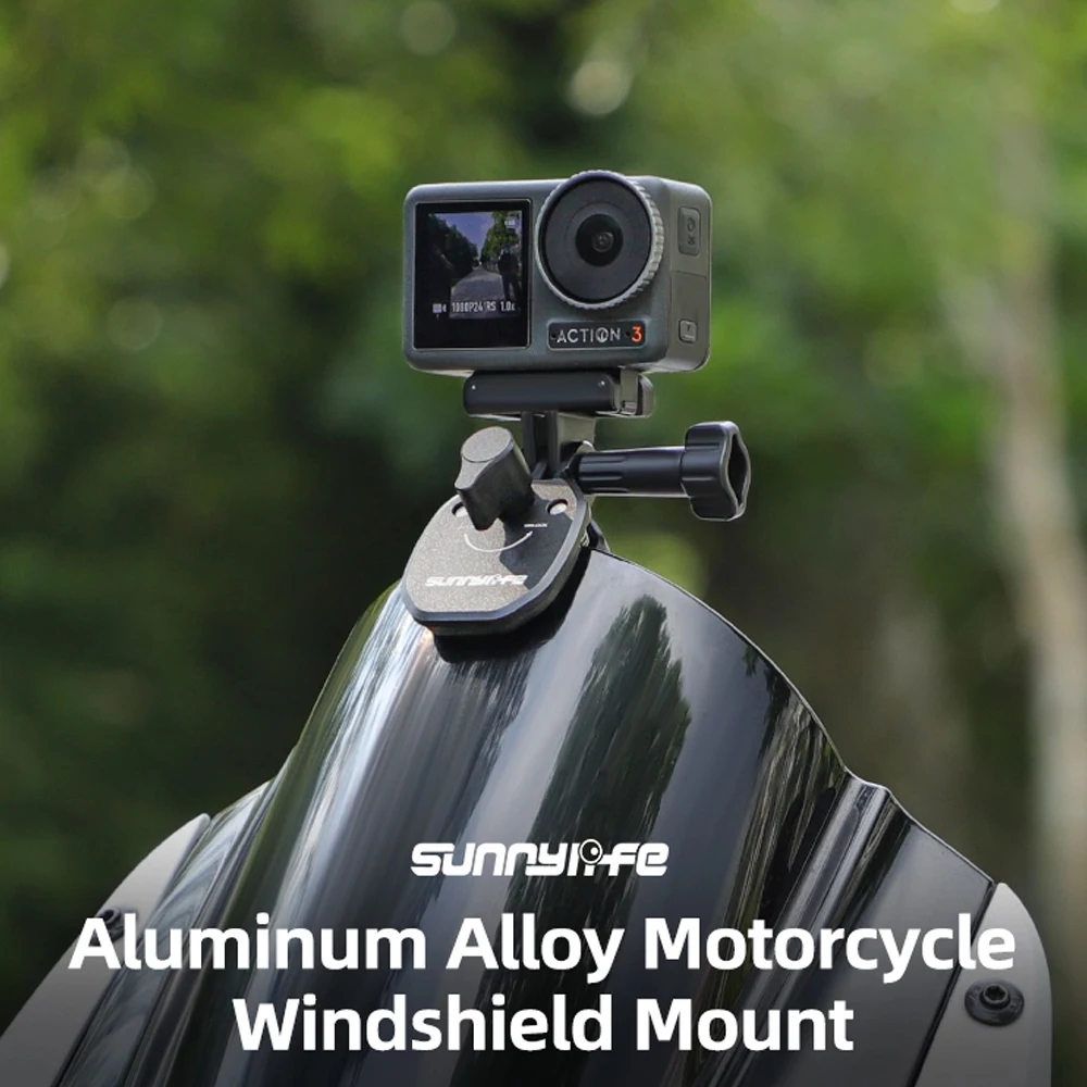 Sunnylife Motorcycle Windshield Clip for DJI OSMO 360/Action 5 Pro/Pocket 3 Camera Aluminum Alloy Mount for Insta360 X5/Ace Pro2