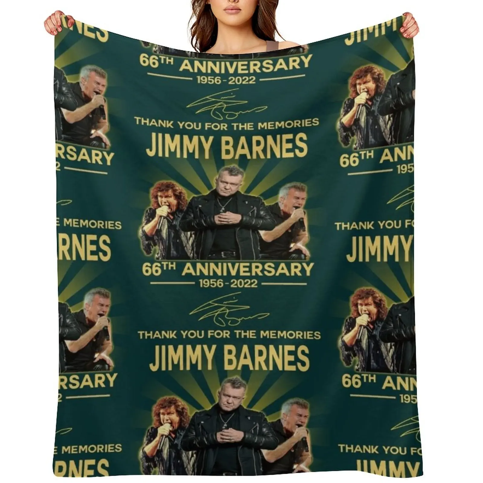 

Jimmy Barnes 66th Aniversary 1956-2022, Thanks You For The Memoryes Throw Blanket Polar Plaid on the sofa Blankets