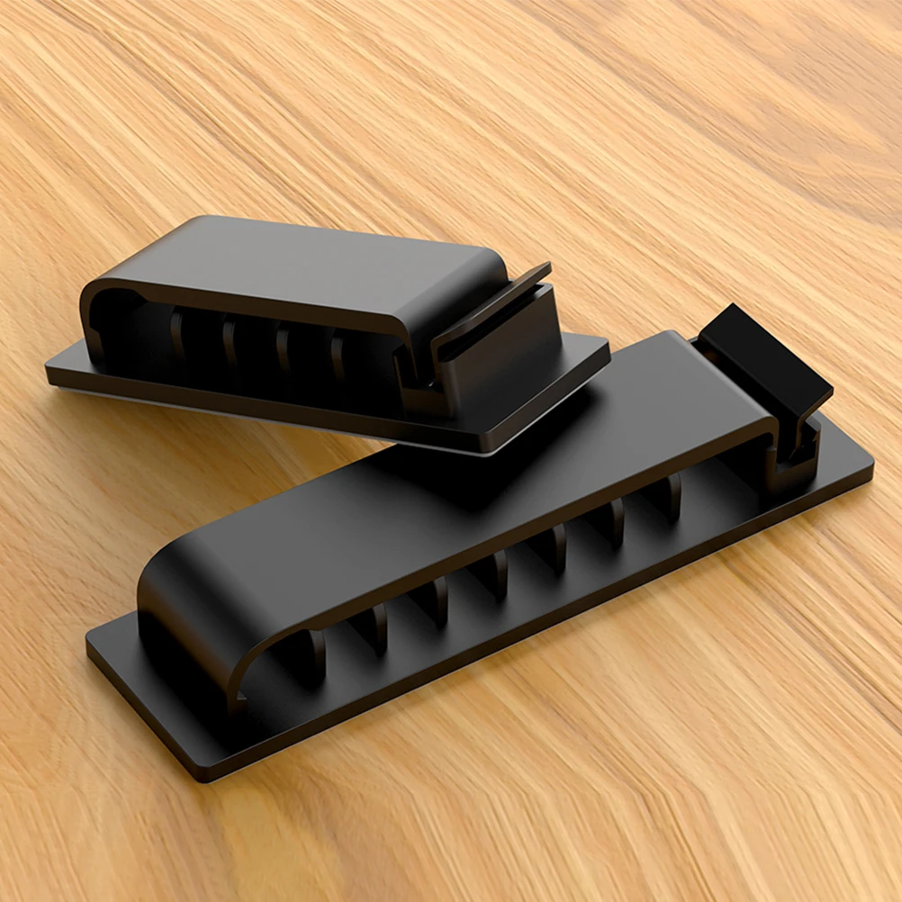 

4pcs Cable Management Clips Adhesive Desk Organizer Black Plastic Wire Holder Cord Keeper Charging USB Headphone Spring