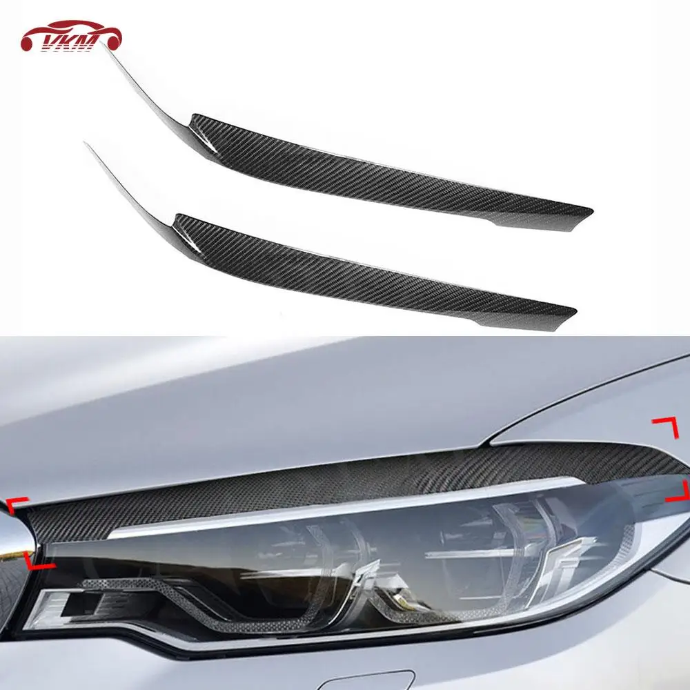 

Car Headlight Eyelids Eyebrows Trim Cover Sticker for BMW 5 Series G30 G38 530i 540i M550i 2017-2023 Carbon Fiber Accessories