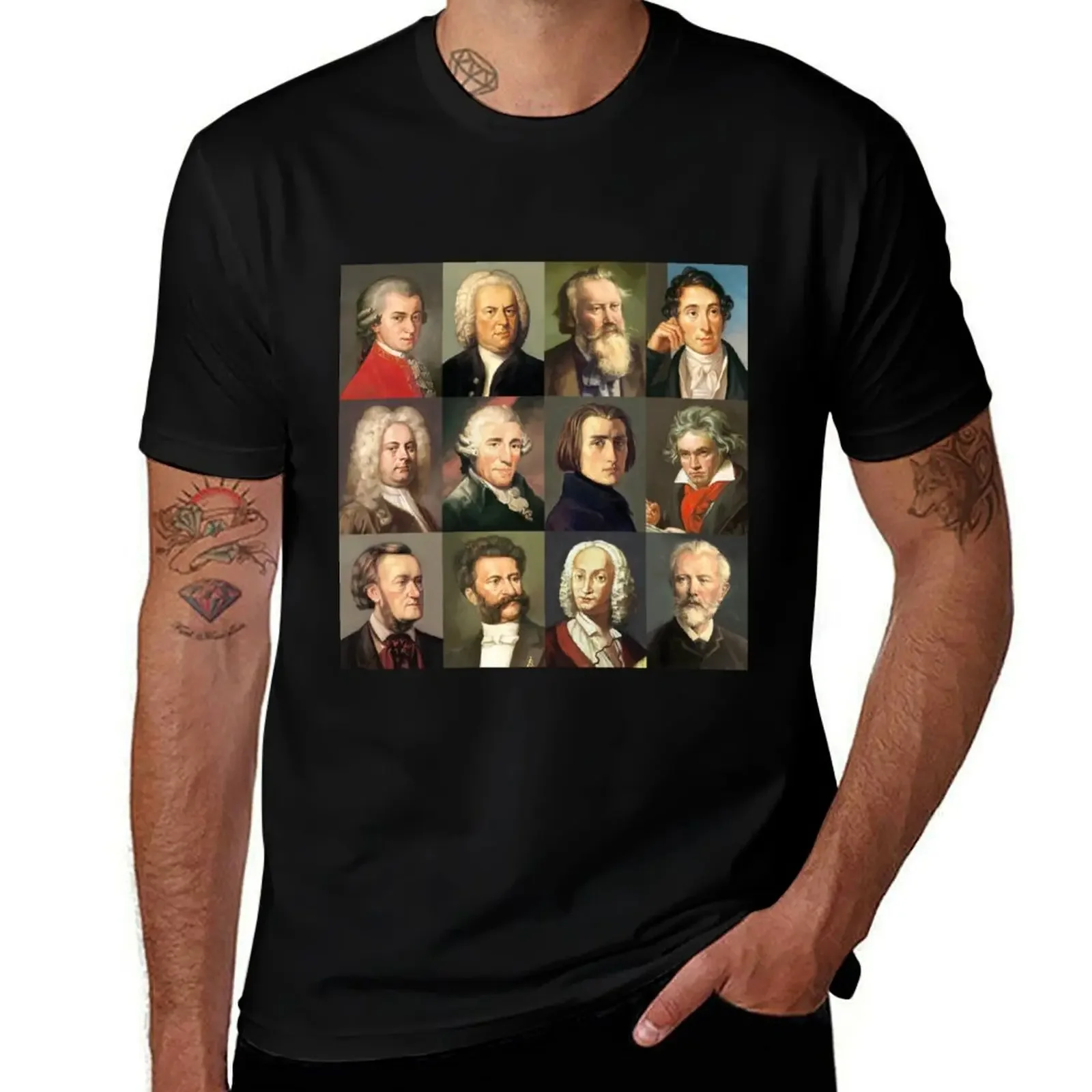 

12 Composers Portraits T-Shirt cute tops vintage t shirts kawaii clothes shirts graphic tee men t shirt