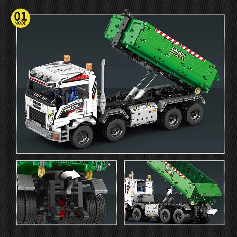 2852PCS Technical Truck Crane Vehicle Building Blocks Hook Lifting Truck Car Trailer Tow Model Bricks Toy For Kids Holiday Gifts