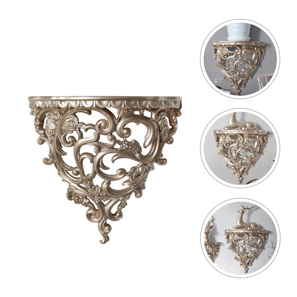 

Gold European-Style Hollow Carving Wall-Mounted Flower Shelf Unique Shape Practical Stereoscopic Flower Shelf