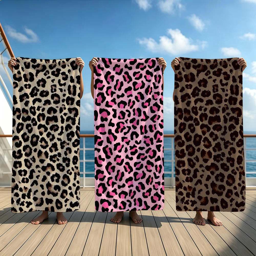 Fashion Leopard Print Towel Beach Oversized Soft Ultra Absorbent Quick Drying Large Pool Travel Camping Bathroom