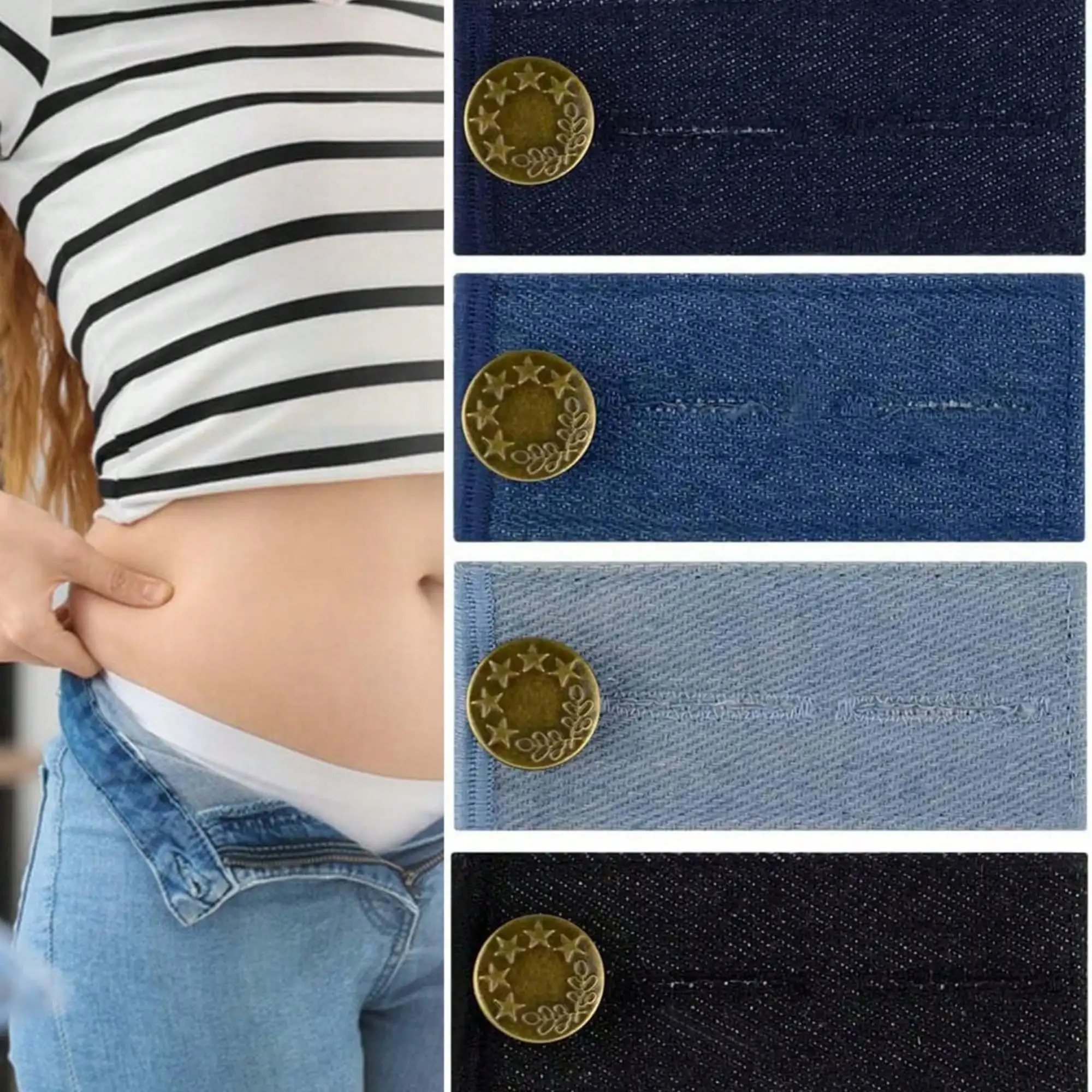 1-4pcs Pant Extender Button Unisex Skirt Trousers Jeans Waist Expander Waist band Extender Button Pant Elastic Extender Buckle