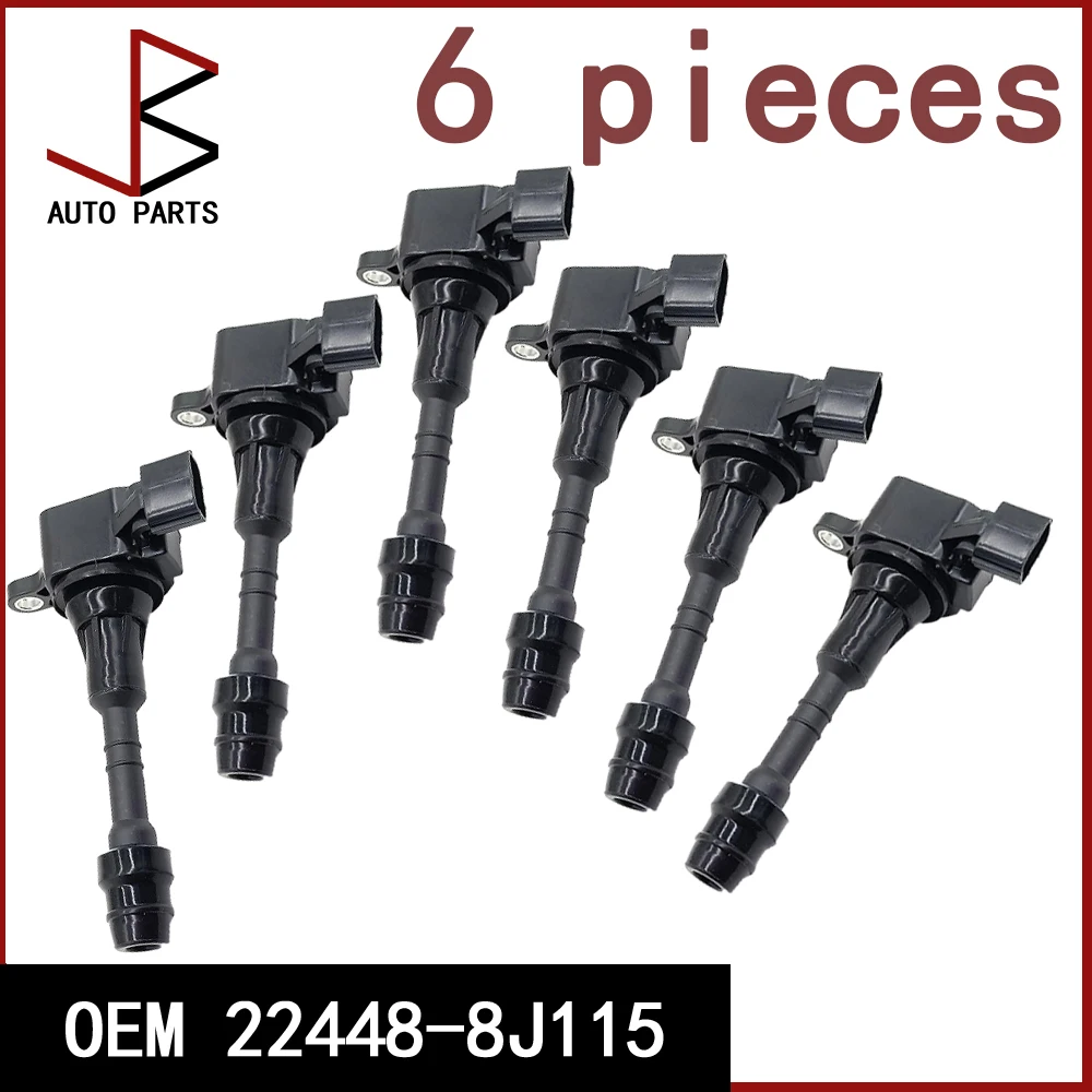 

6шт 22448-8J115 224488 Комплект катушек зажигания J115 для Nissan Maxima Pathfinder для Infiniti I35 QX4 Altima 224488 J11C AIC3102G UF349
