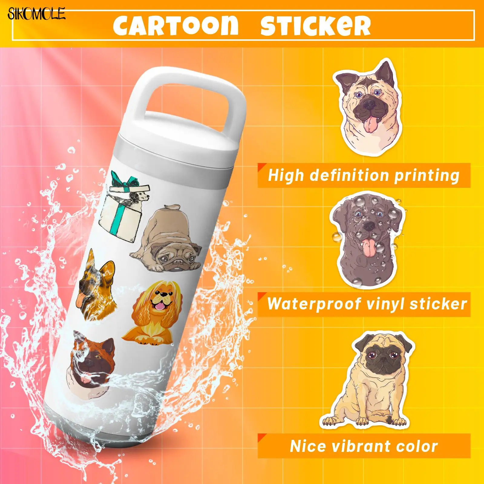 10/30/50PCS Mix Cartoon Dog Stickers Poodle Realistic Stickers Animal For Children DIY Toys Phone Travel Laptop Sticker Decals