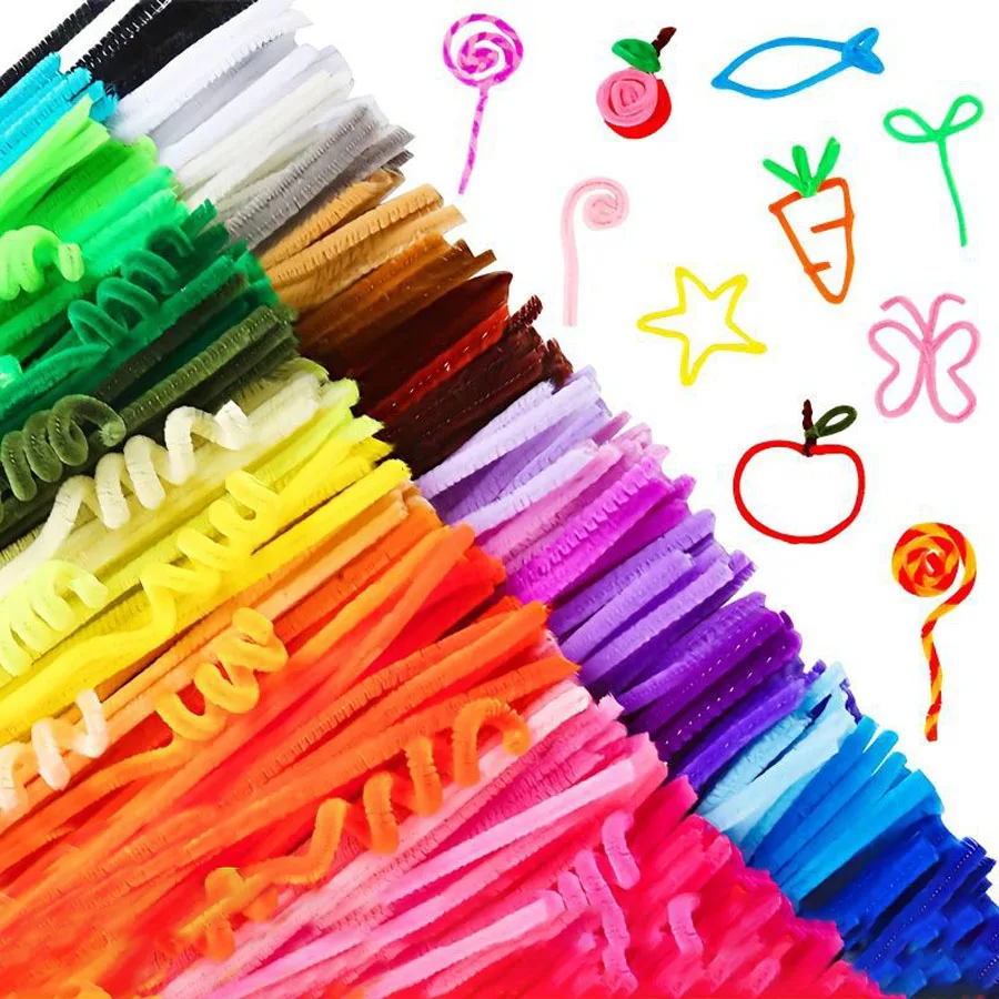 100PCS Colorful Twisted Stick Rod Creative DIY Handcraft Twisting Bar Wool Root Fluffy Bar Iron Wire Imaginative Decoration