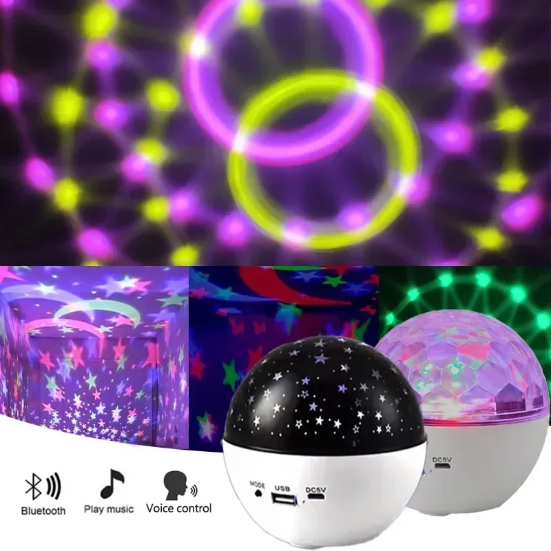 

Ночник Galaxy Star, лампа для проектора с музыкальным динамиком Bluetooth 360° ° Вращающийся для детской комнаты, праздничный рождественский подарок