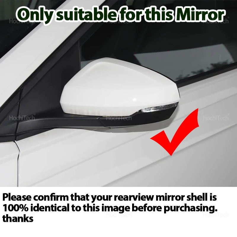 For Volkswagen Polo AW BZ 2017 2018 2019 2020 2021 2022 2023 2x Horn Style Add-on Rearview Mirror Cover Glossy Black