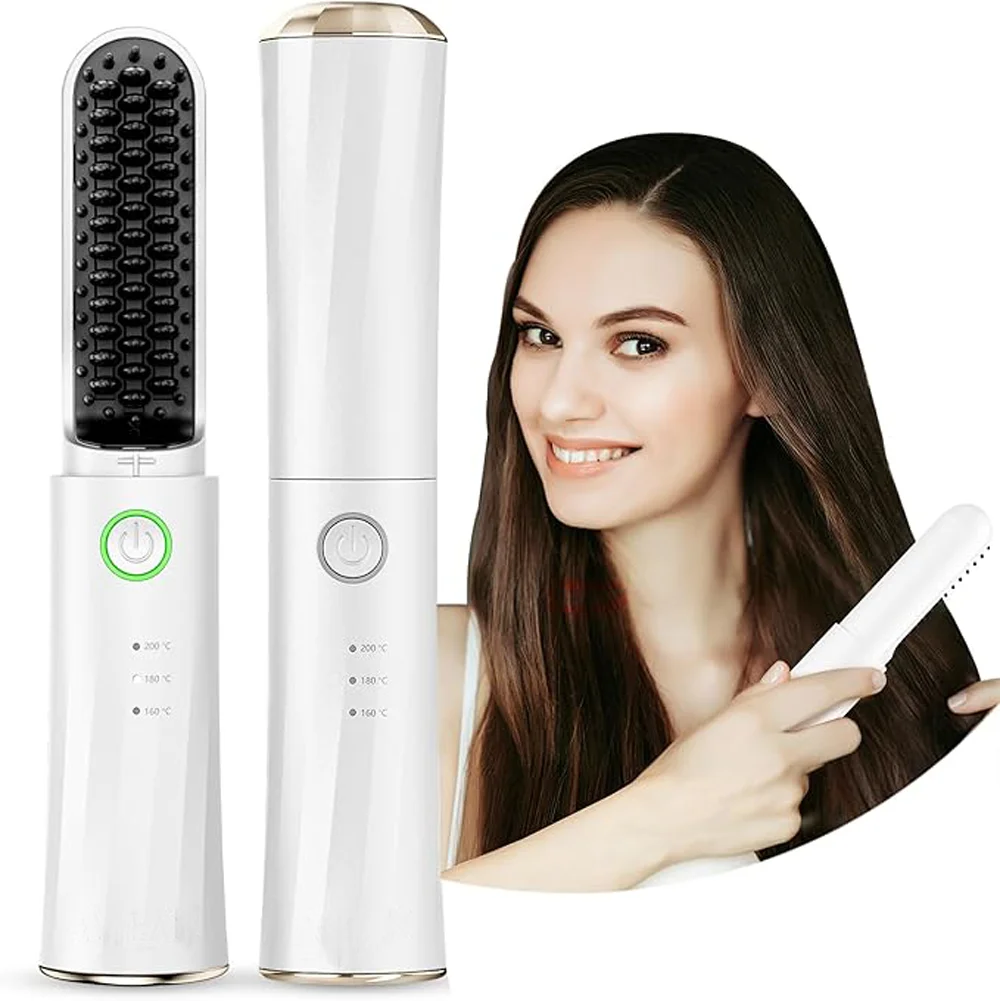 Cordless negative ion hair straightening comb