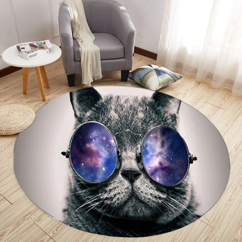 

Cartoon Cute Cat Child Carpet Kawaii Area Rugs Round Carpets for Living Room Kids Bedroom Floor Mat Flannel Anti-Slip Chair Mats