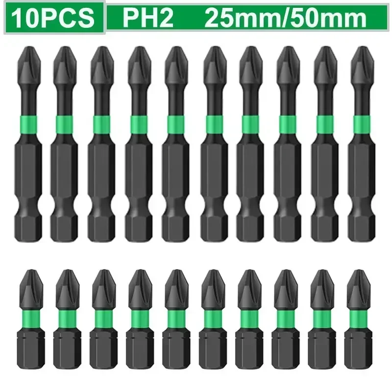 brocas phillips conjunto de chave de fenda de precisao com haste hexagonal para broca de cabeca unica ferramentas de trabalho profissionais 25 50 mm ph2 10 pecas de 01