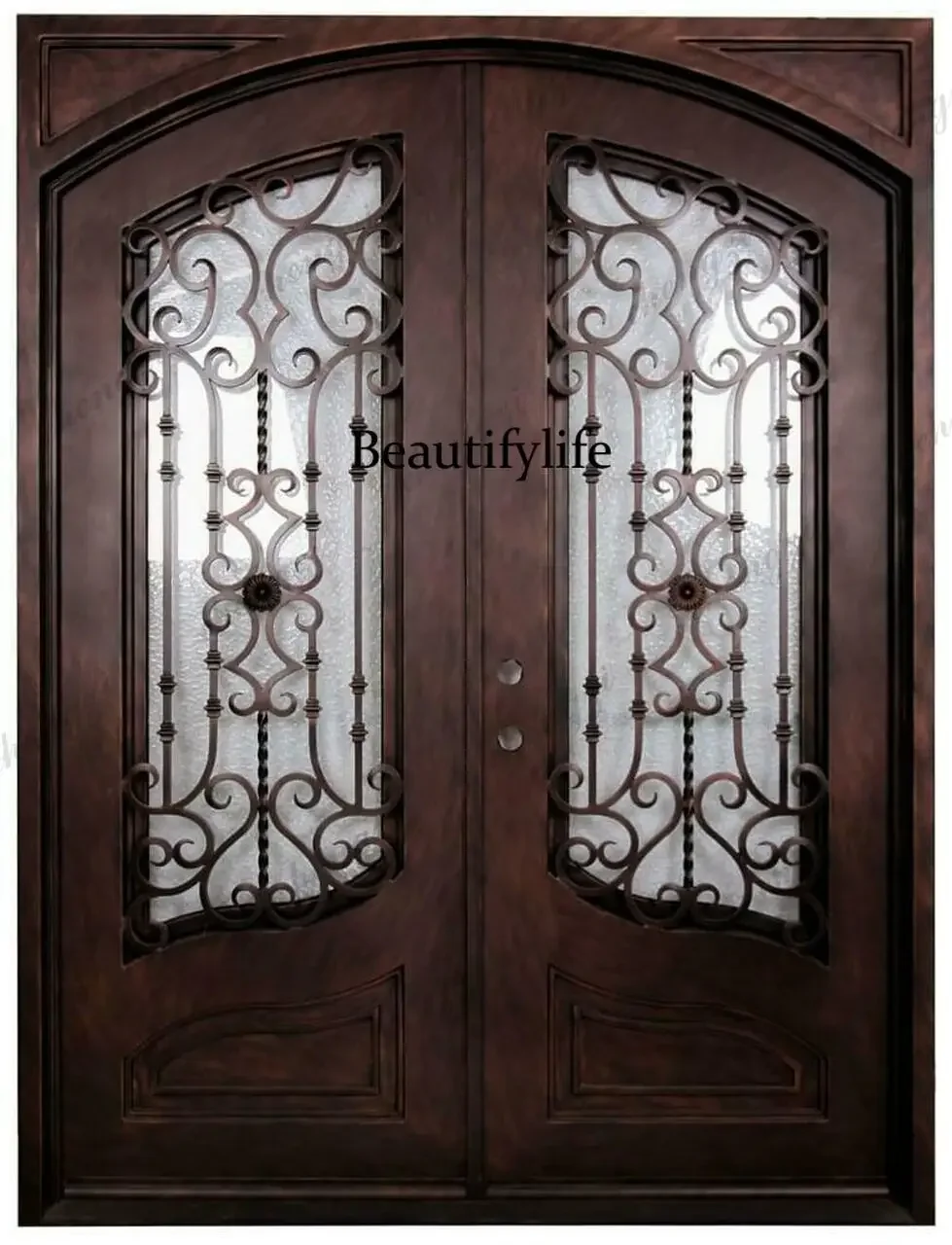 Y136  Customization High Quality Modern Iron Double Door Simple Iron Door Design Wrought Iron Door