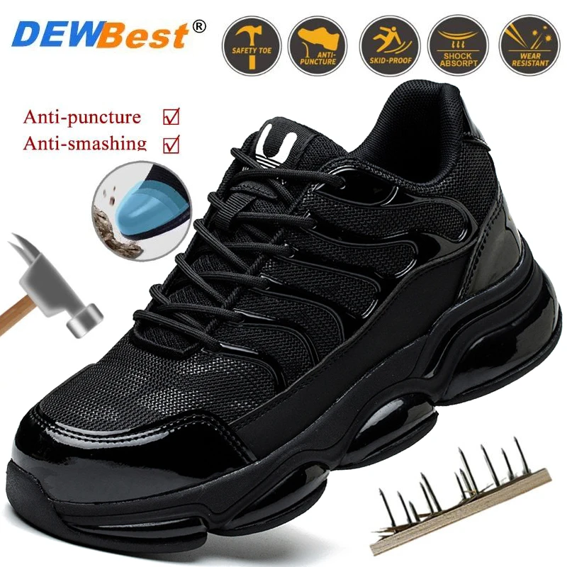 

New summer fashion sneakers ultra-light soft-soled men's breathable anti-smashing steel toe shoes work boots work safety shoes