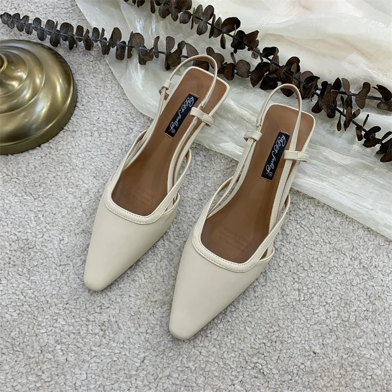 туфли женскиеFrench Women Shoe 2023 Summer Elegant Low Heel Sandals Fairy Pointed Thin Heels Temperament Fashion Shoe Taconesكعب