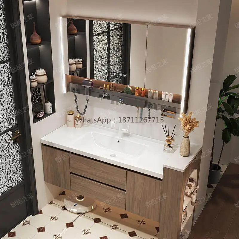 Combination bathroom, bathroom cabinet, washbasin, wash basin cabinet, medium antique ceramic integrated basin