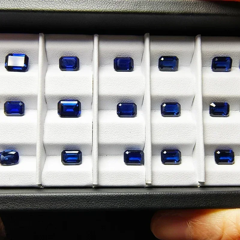 Lab Grown Sapphire Royal Blue Color Emerald Cut Gemstone Charms DIY Advanced Jewelry Making Materials Selectable AGL Certificate