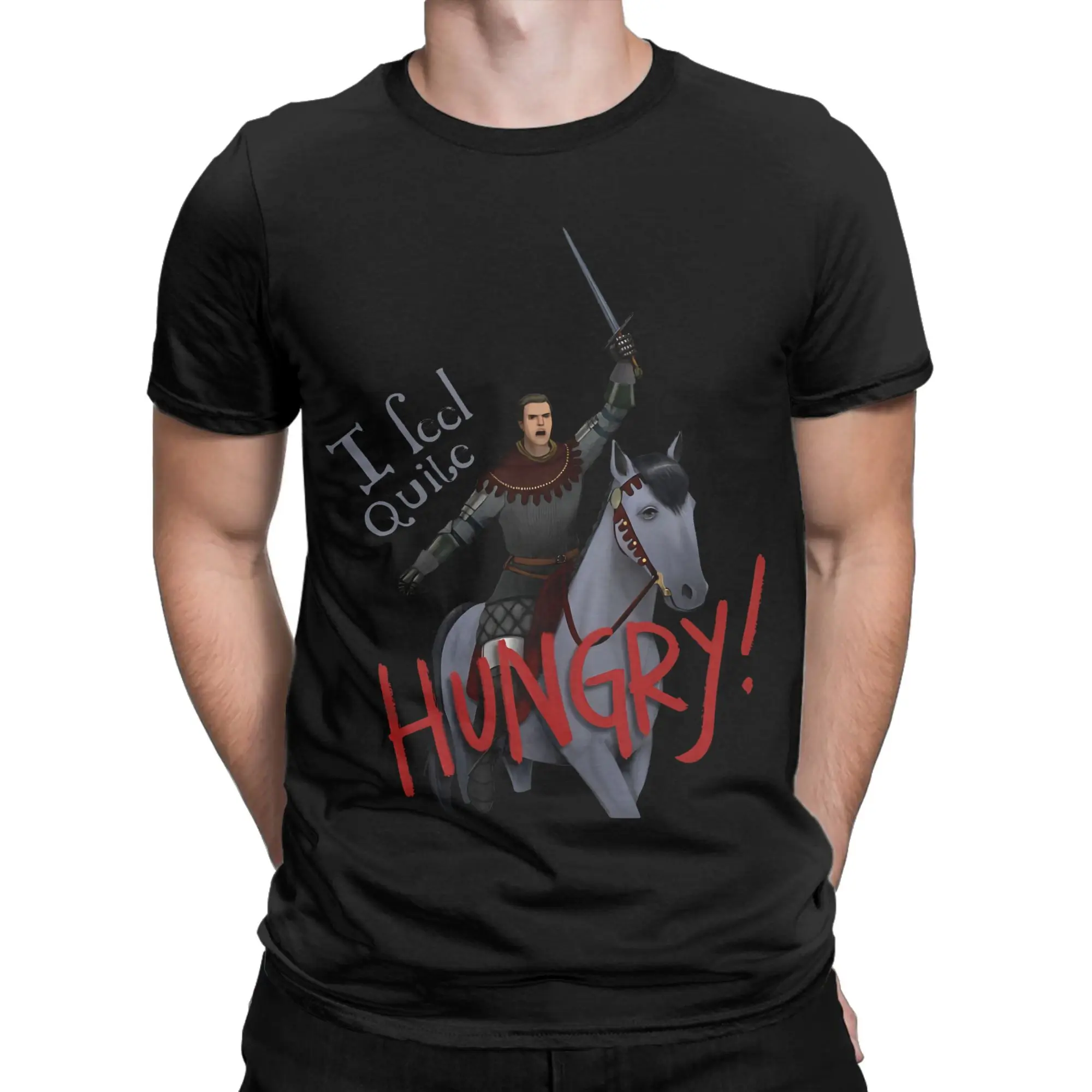 Funny KCD2  Henry is QUITE HUNGRY Kingdom Come Deliverance  T Shirt Unisex Crewneck Short Sleeve Clothing  Cotton Summer Clothes