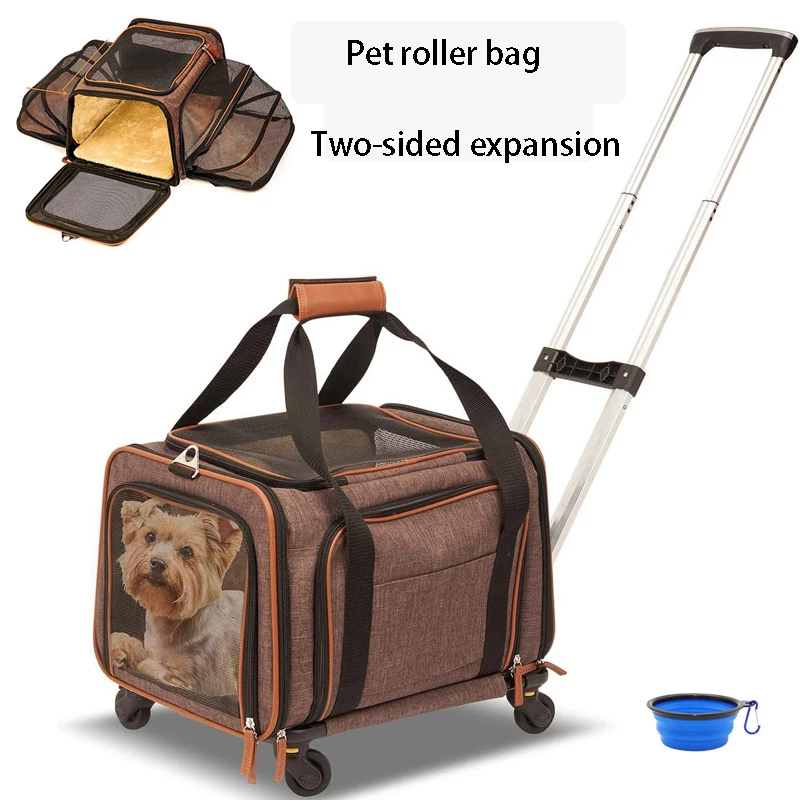 Pet Trolley Luggage Outbound Luggage Carrier for Cat Folding Breathable Cage Multifunctional Portable Car Bag Dog Accessories