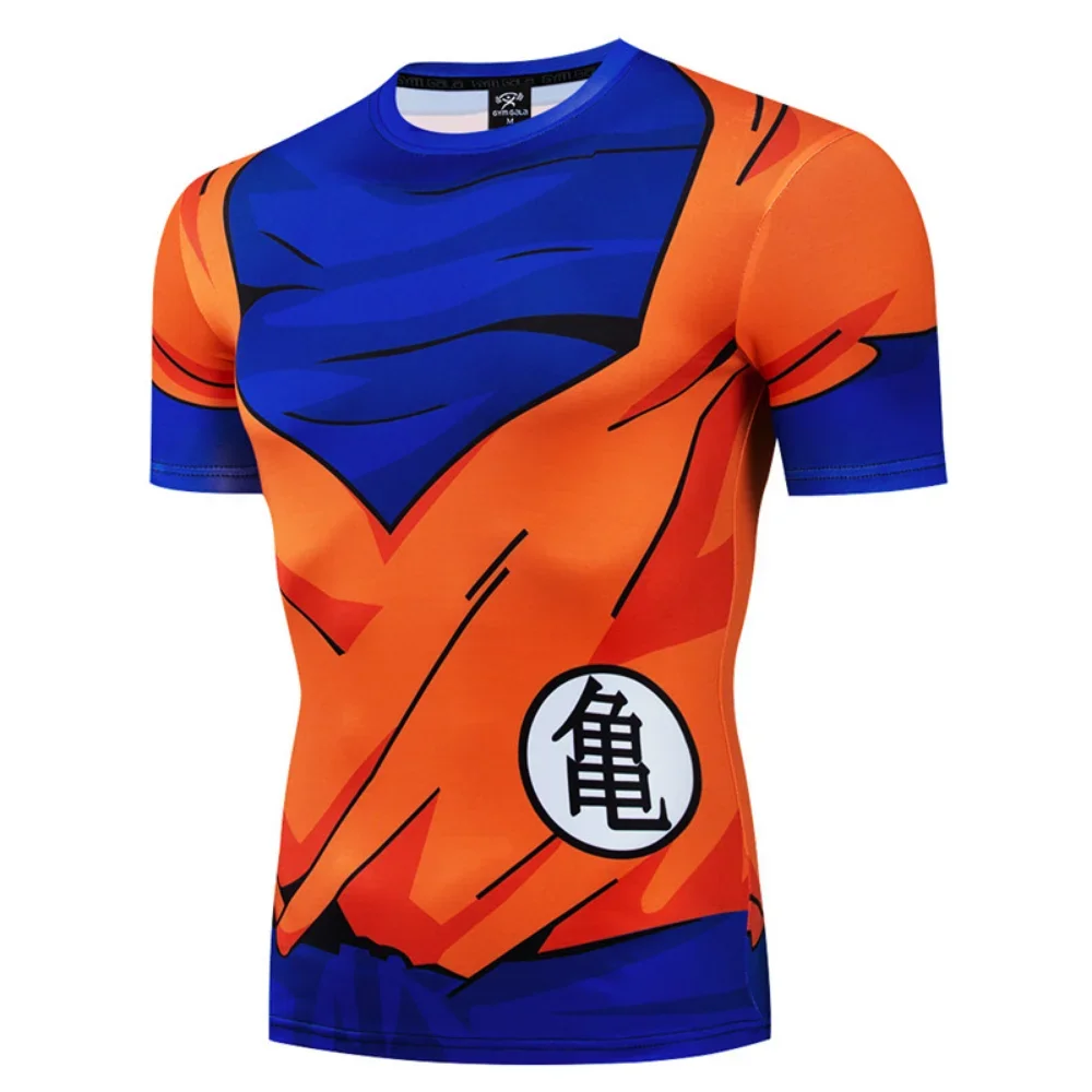 Camisas de compresión de secado rápido para culturismo para hombres, camisetas de Goku de Anime de Dragon Ball Z, camisetas de manga corta para