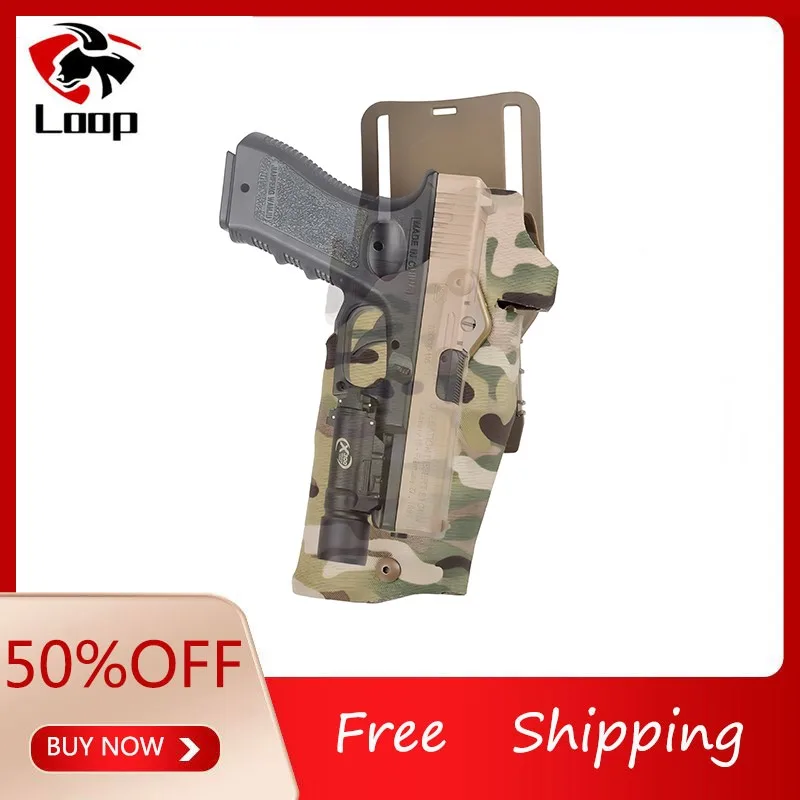 

Tactical Pistol Holster Glock17 Gen4 G19 with X300 X300U Flashlight Quick Release Drop Leg Holsters Right Hand Airsoft Gun Carry