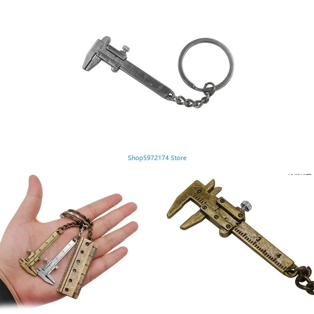 Y3NB 3Pcs Pocket Vernier Caliper Keyring Measuring Tool Mini Metal Vernier Caliper Straight Tooth Keychain Pendant