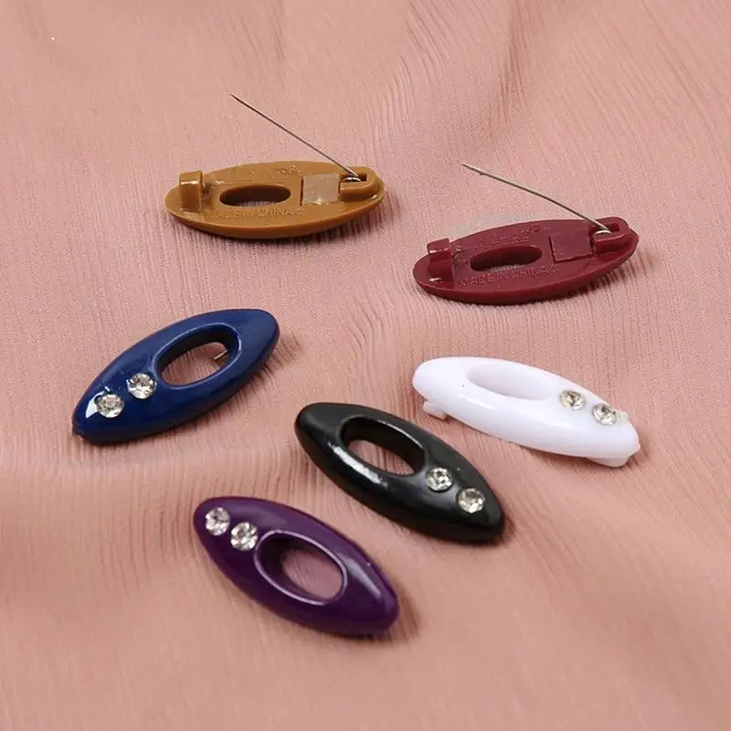 12 Pcs Safety Pin Muslim Headscarf Needle Color Safety Pin Scarf Buckle Brooch 6XDA