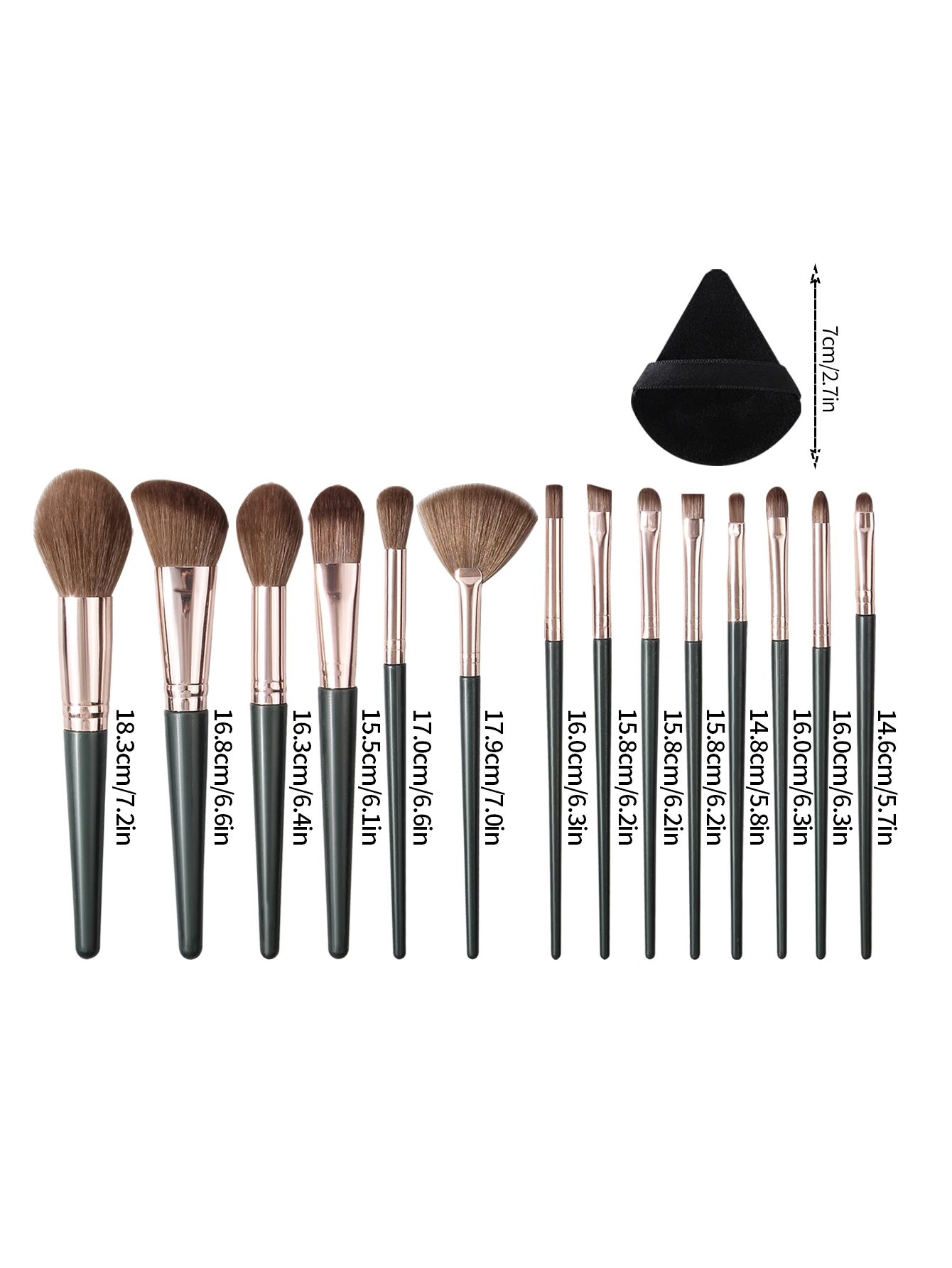 Conjunto de pincéis de maquiagem facial multifuncional, 16 peças, seco e molhado, maquiagem triangular de dupla finalidade, ferramentas de beleza para iniciantes